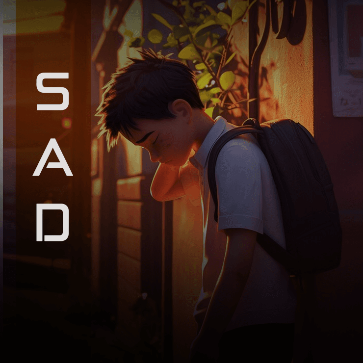 Boy with Backpack Standing Alone